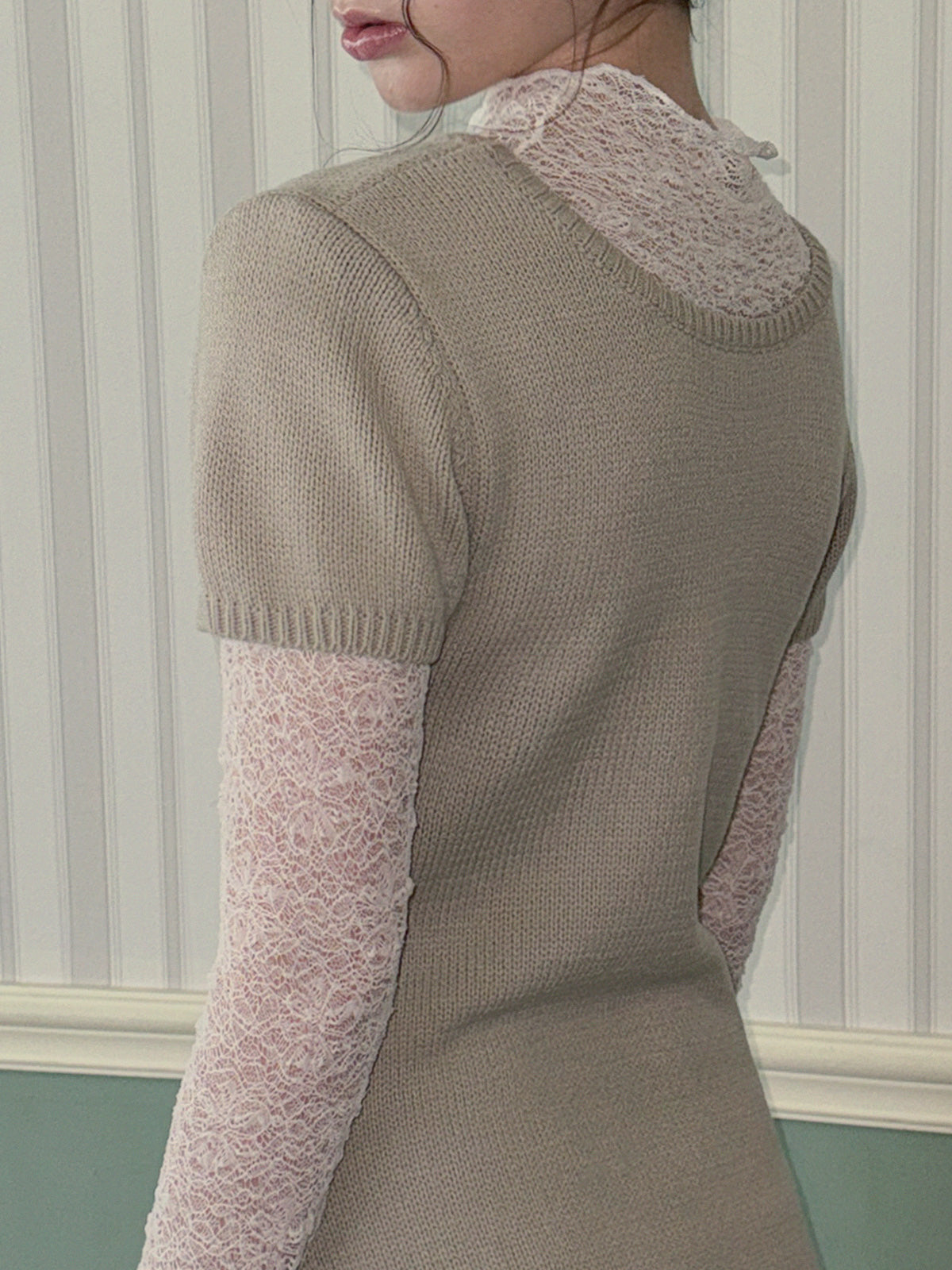 [TWEE] Eton Knit Short-Sleeve Mini Dress (Strap Set)