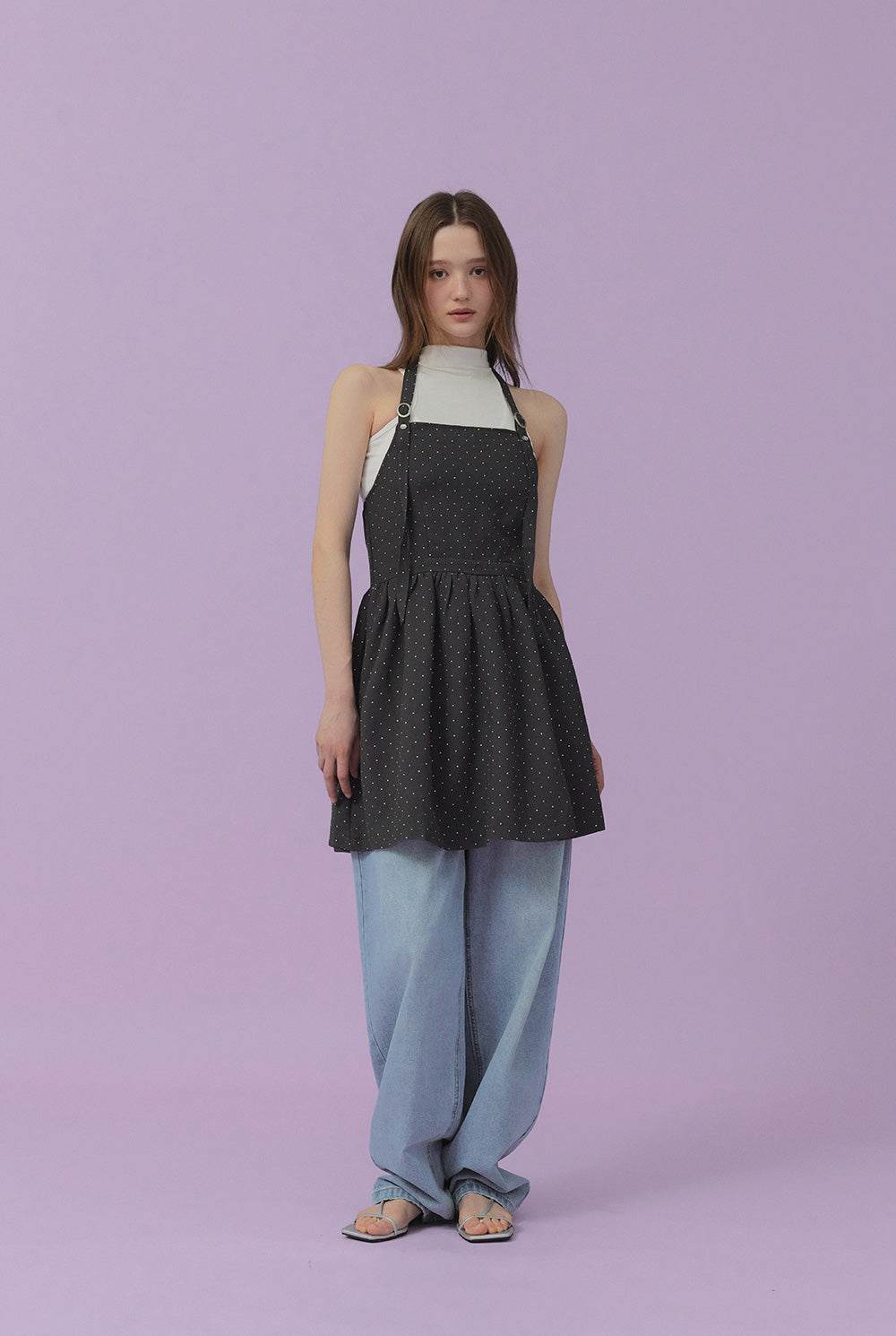 [TWEE] Nisbin Mini Dot Halter Neck Dress