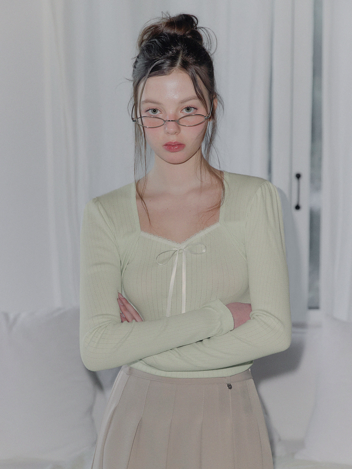 [TWEE] Colson 波蕾若系带蕾丝长袖T恤