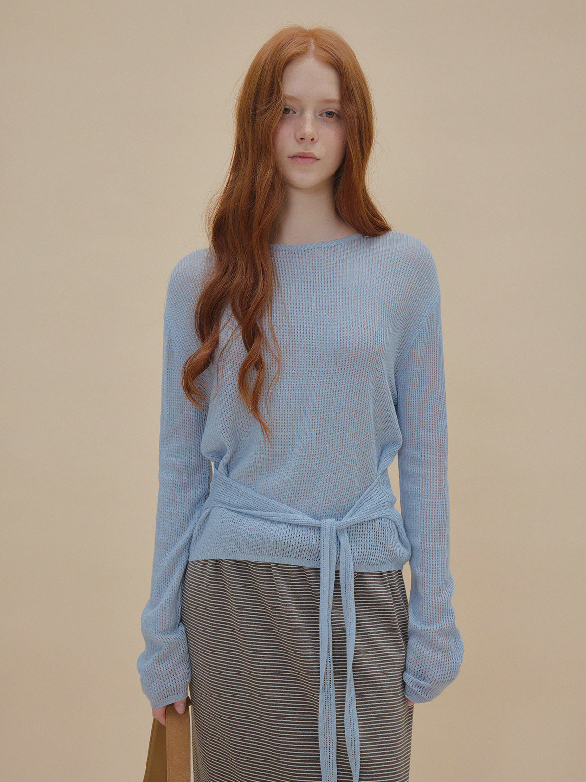 [TWEE ]Tuna eyelet strap long-sleeve knit