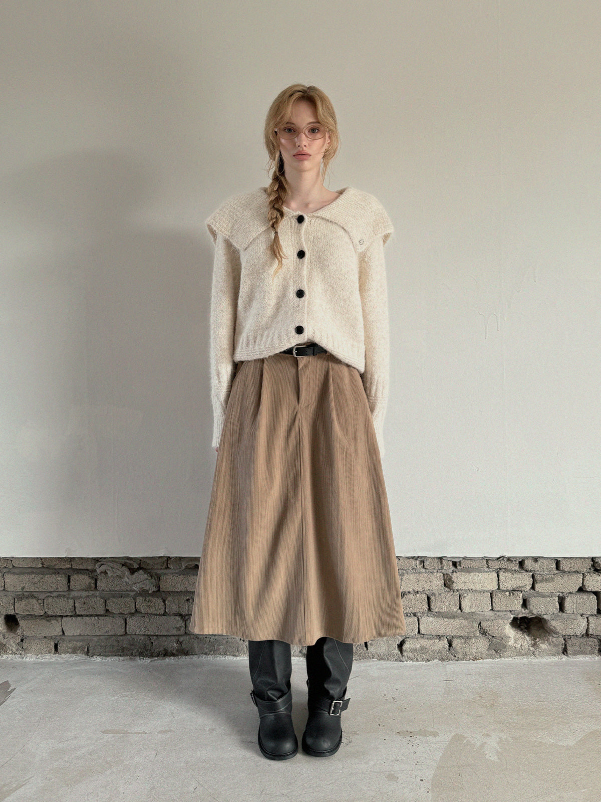 [TWEE] 포튼 코듀로이 플레어 롱 스커트 (벨트 세트)