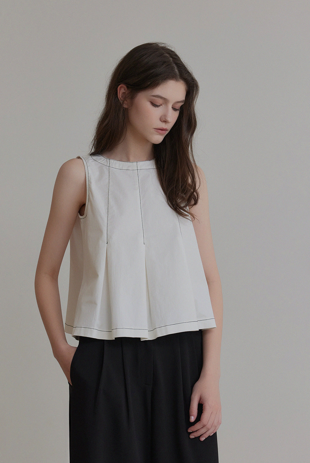 [TWEE] Blouse plissée sans manches Deuai