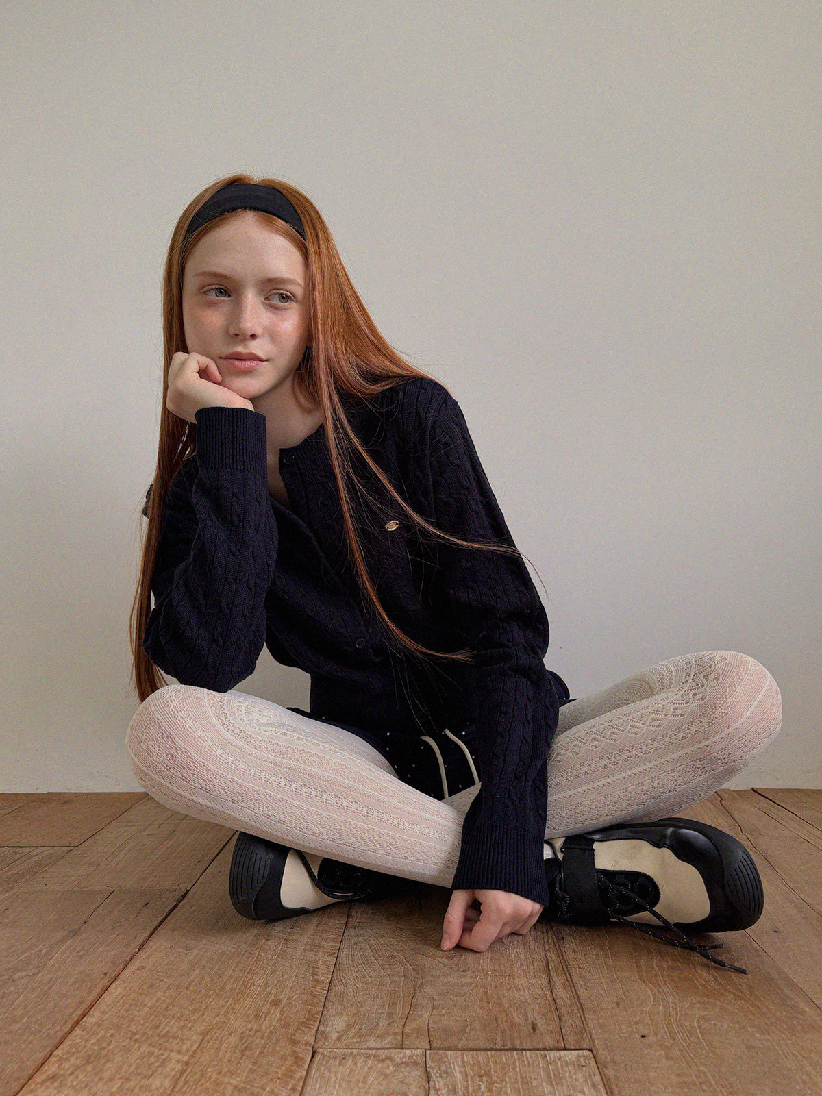 [TWEE] Ritti Cable Round Neck Long Sleeve Cardigan