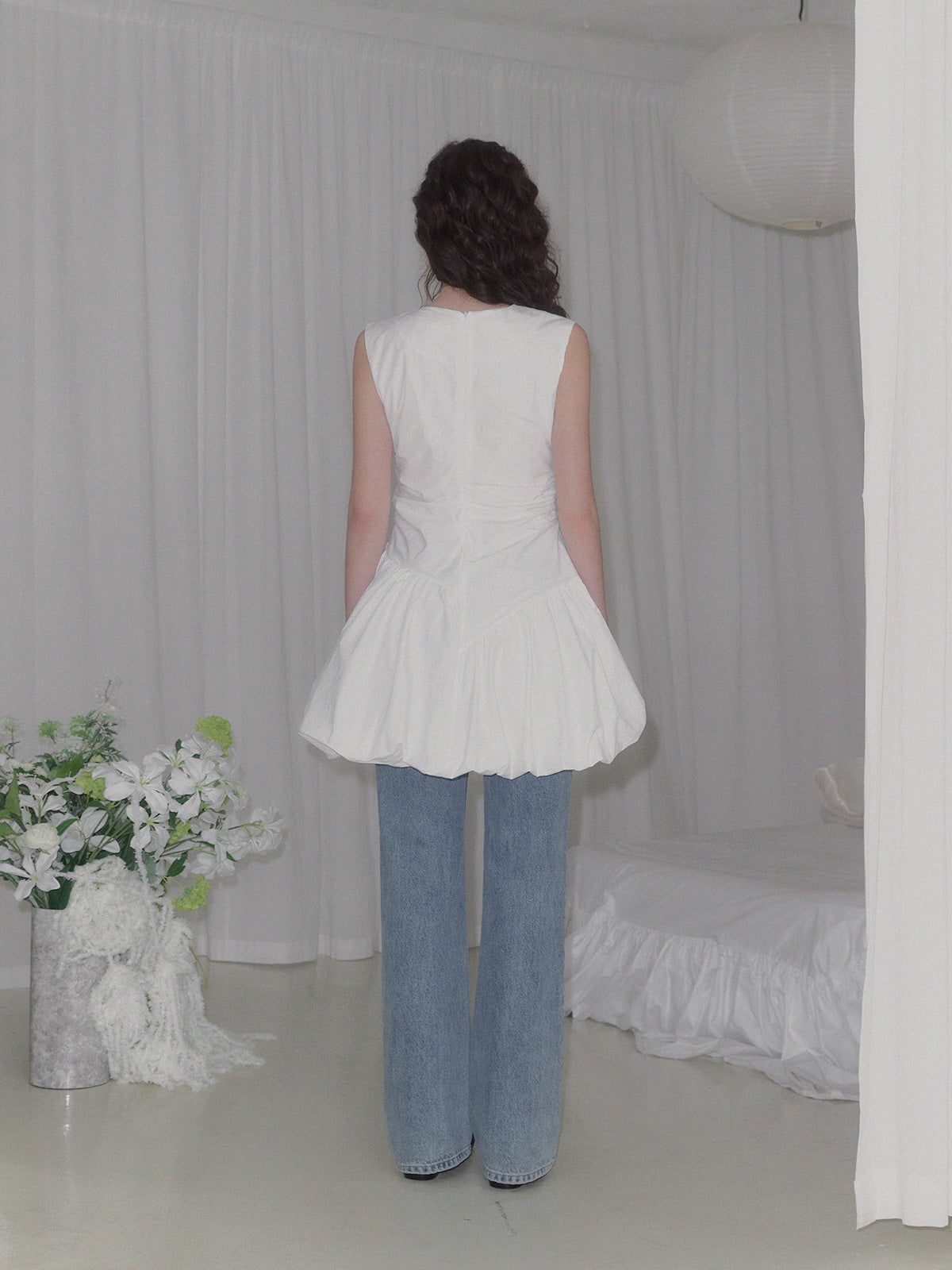 [TWEE] Benck Nylon Shirring Balloon Mini Dress