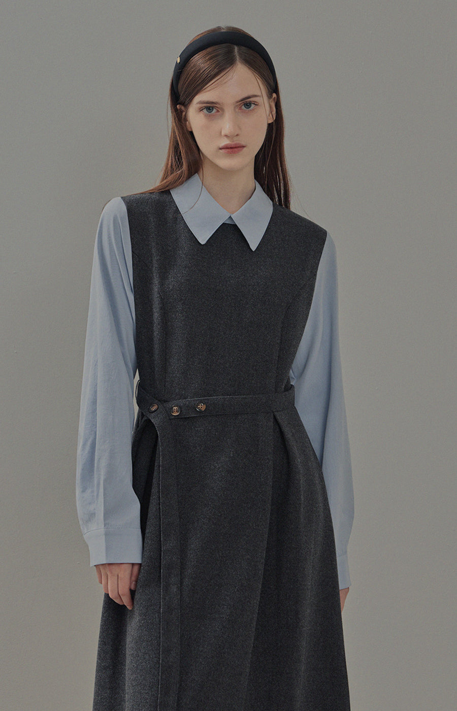[TWEE] Sevilla Collar Color-block Strap Dress