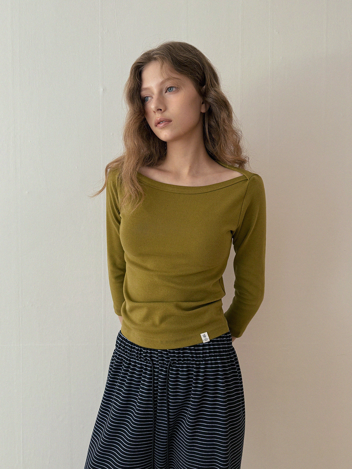 [TWEE] Pair Boat Neck 3/4 Sleeve T-shirt