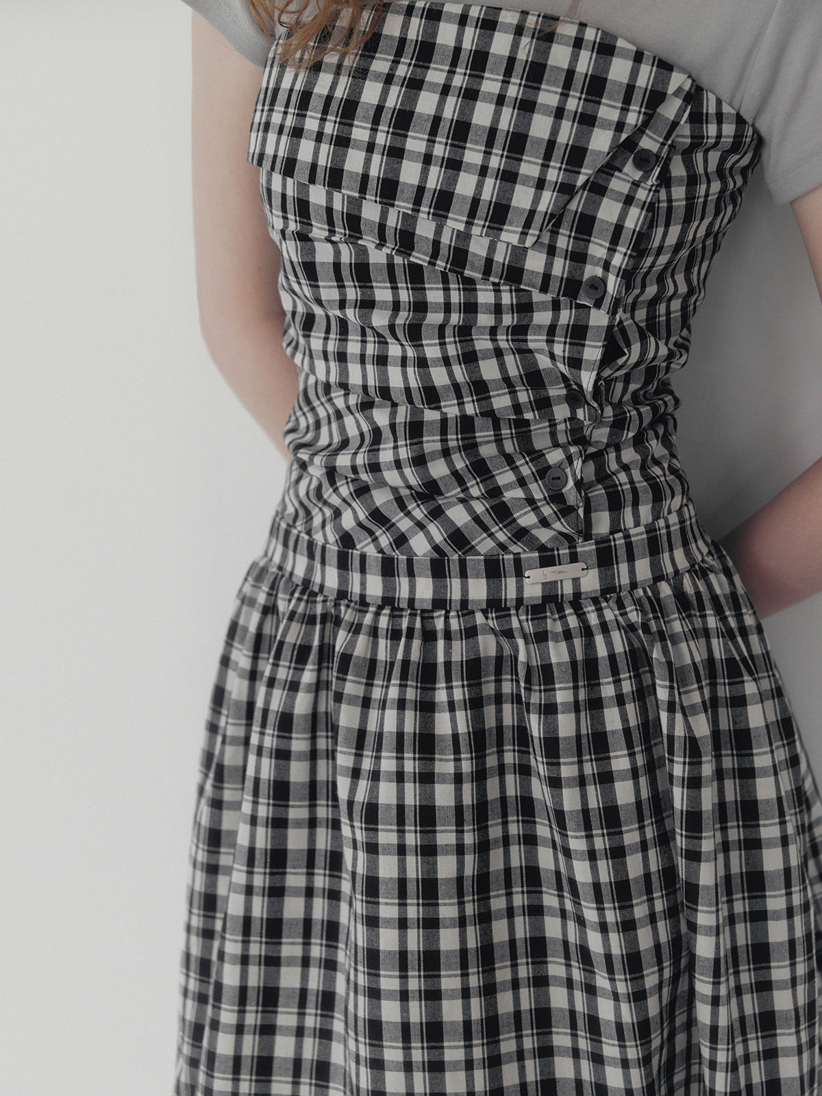 [TWEE] Vinci pattern pintuck long dress