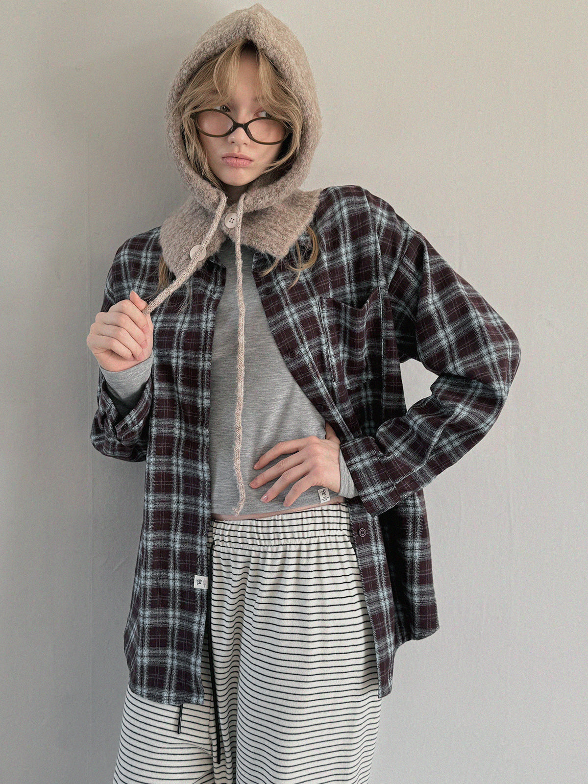 [TWEE] Riet Check Oversized Hemd