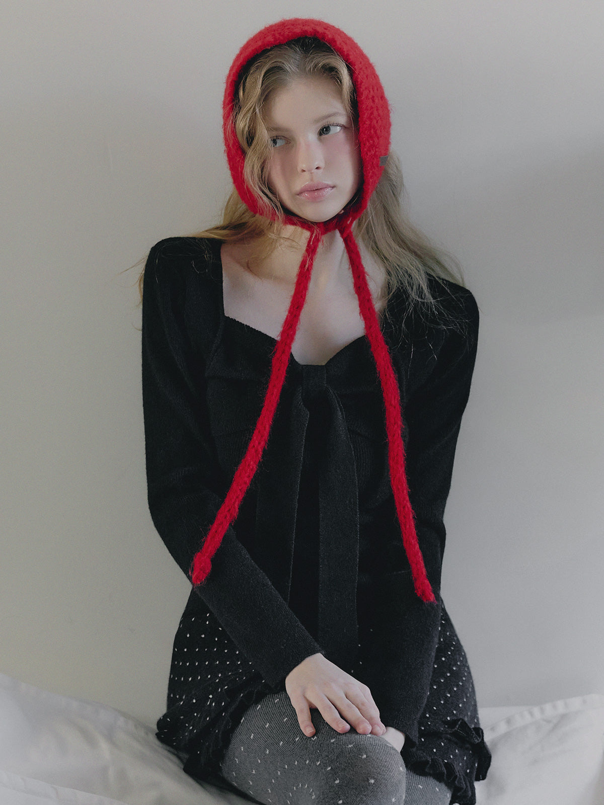 [TWEE]Top bolero in maglia con nastro Conte