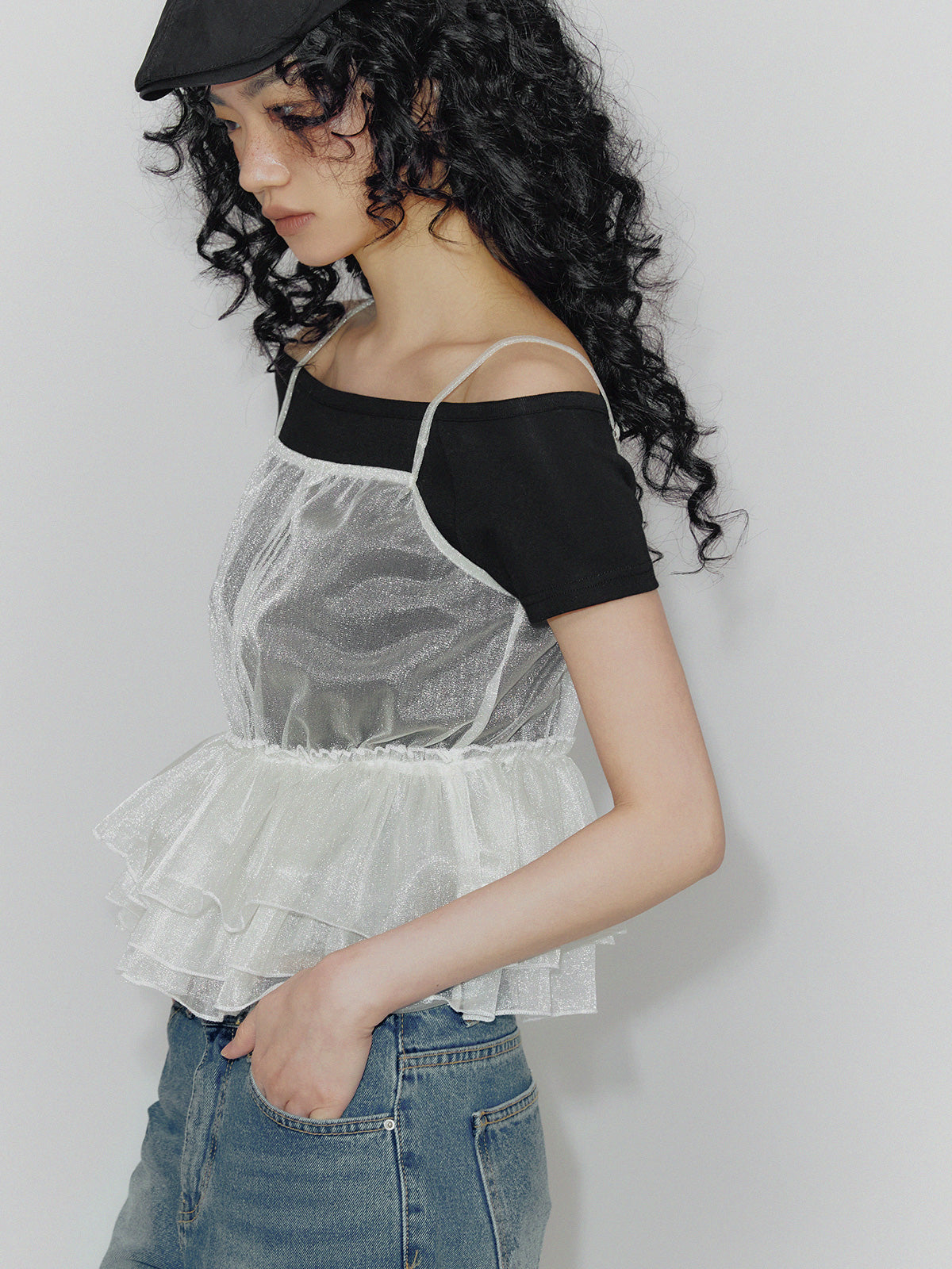 [TWEE] Rimon Sheer Layered Ruffle Bustier