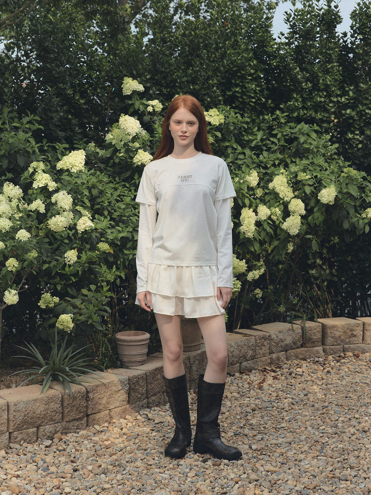 [ TWEE ]  Foil Layered Print Long Sleeve T-Shirt