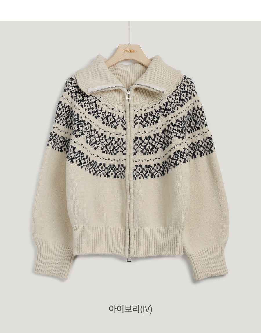 [TWEE] Ounce Antique Nordic Knit Zip-up