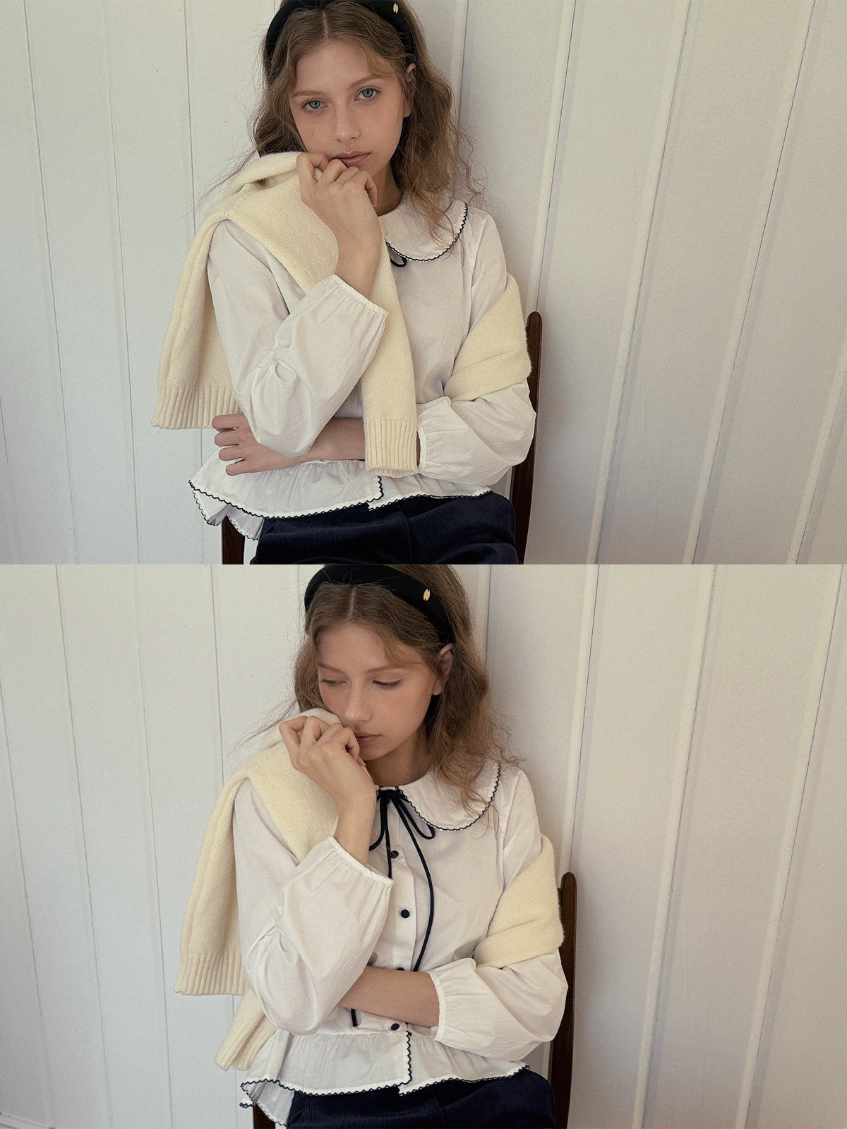 [TWEE] Older Sailor-Collar Frill Long-Sleeve Blouse