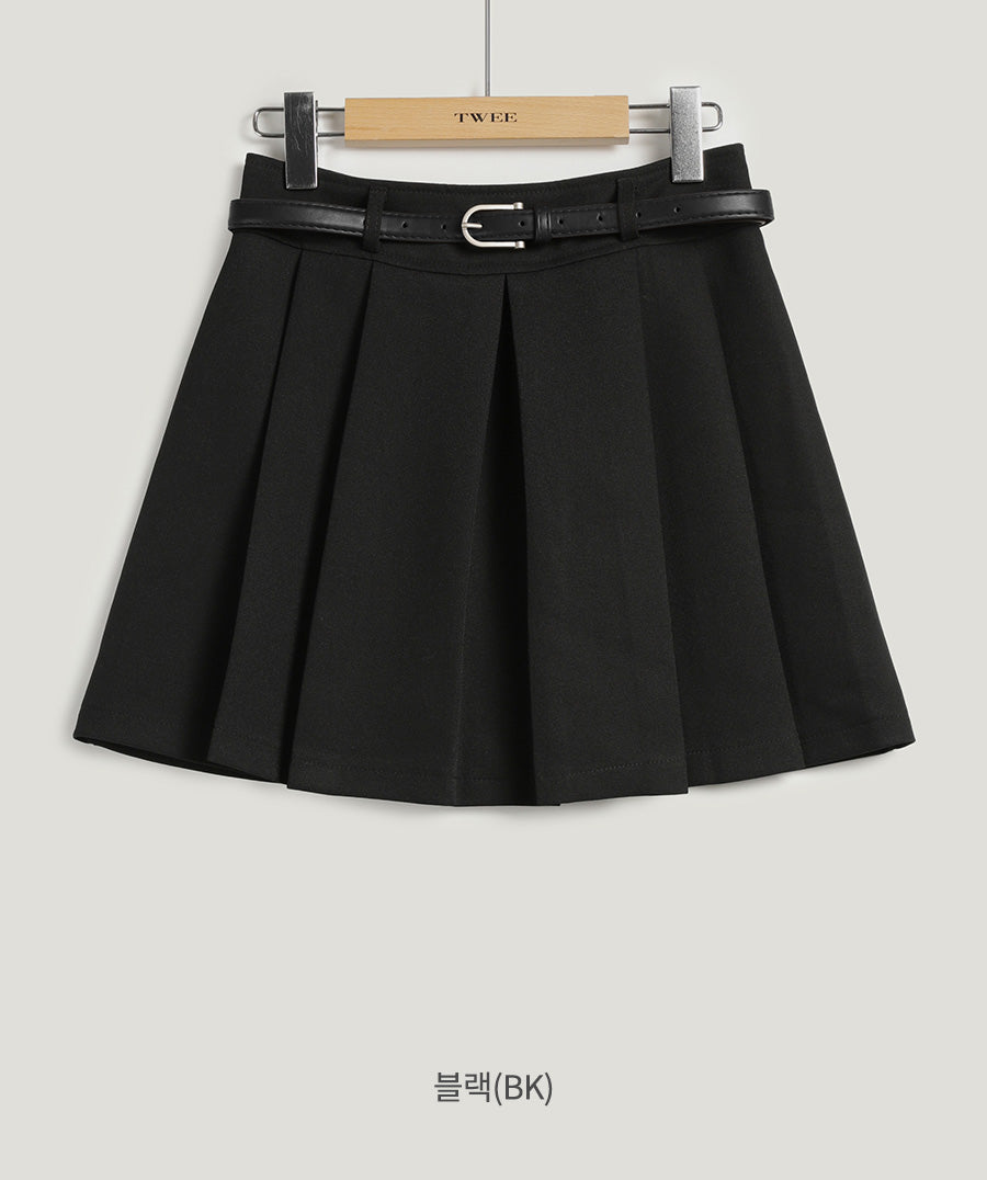 [TWEE] Glonee Pleated Mini Skirt (Belt Set)