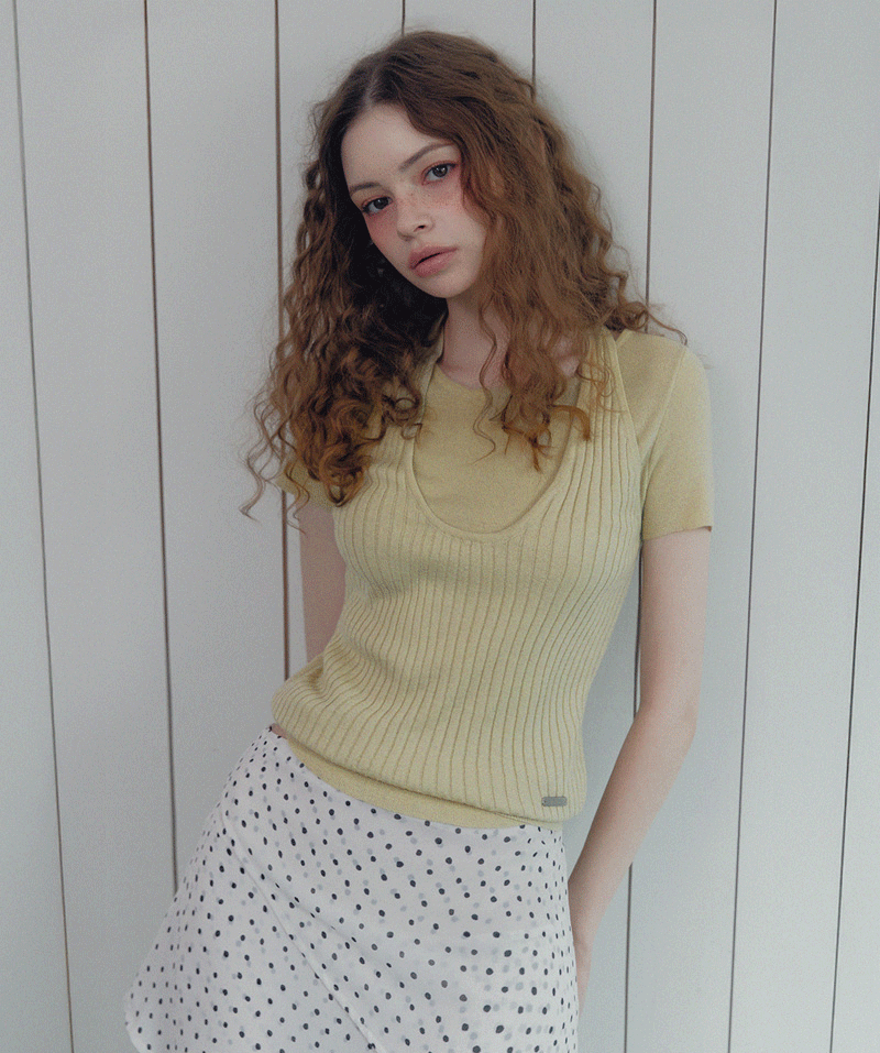 [TWEE] Canut 挂脖叠层短袖针织衫