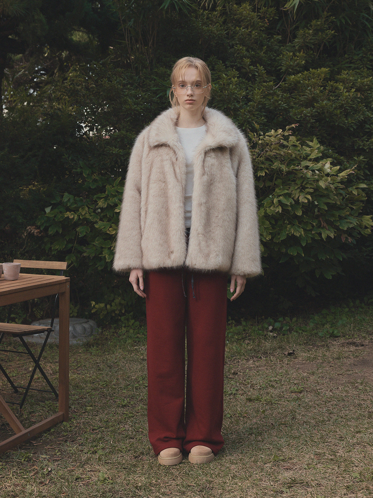 [TWEE] Giacca Polton con Collo Alto in Morbida Pelliccia