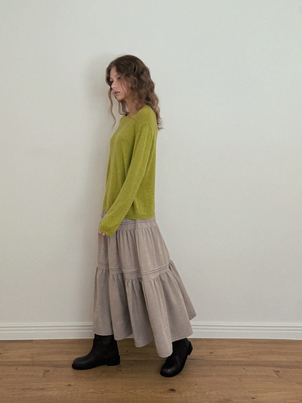 [TWEE] Roer Suede Frill Long Skirt