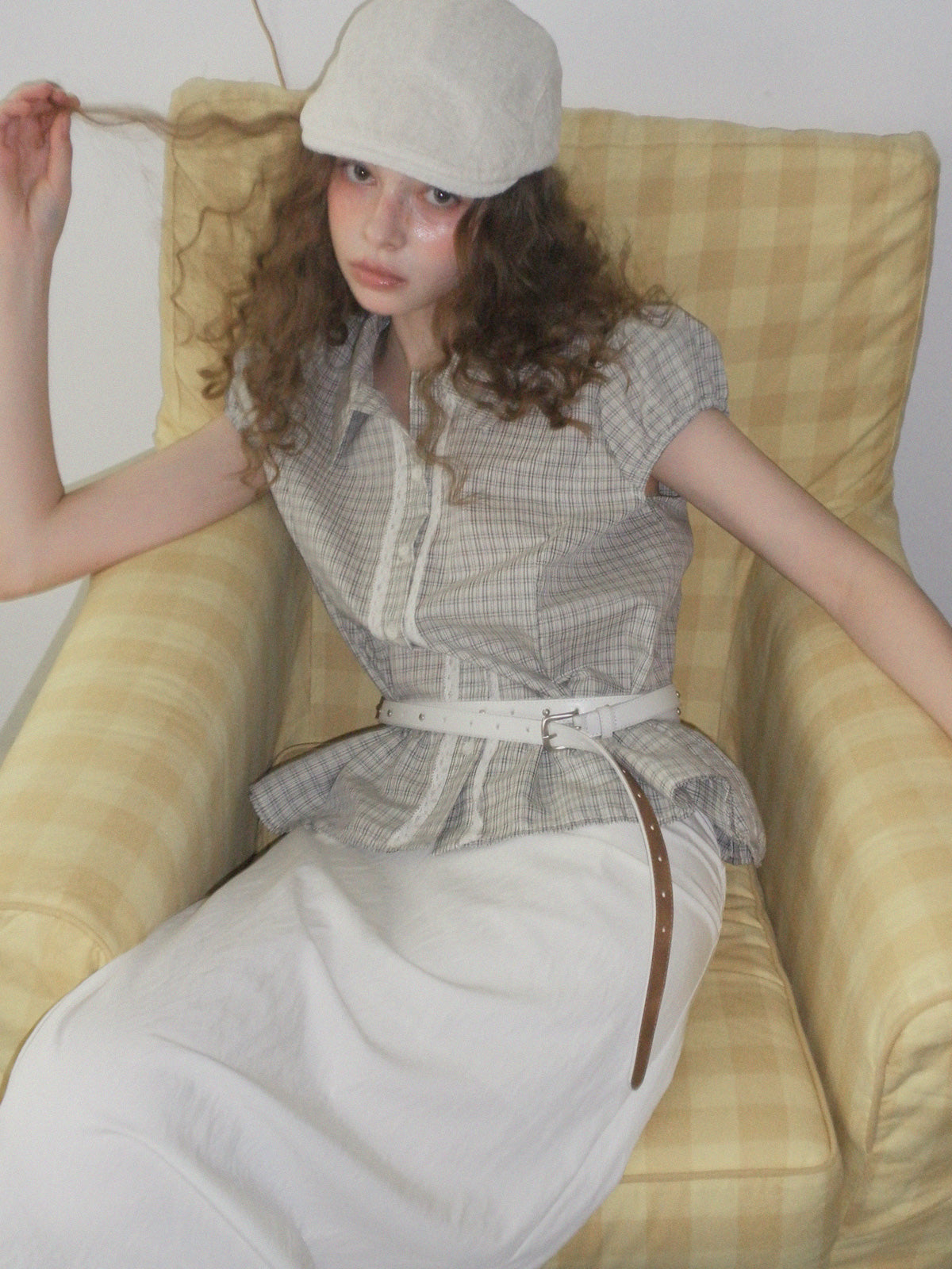 [TWEE] Hidel lace frill short sleeve blouse