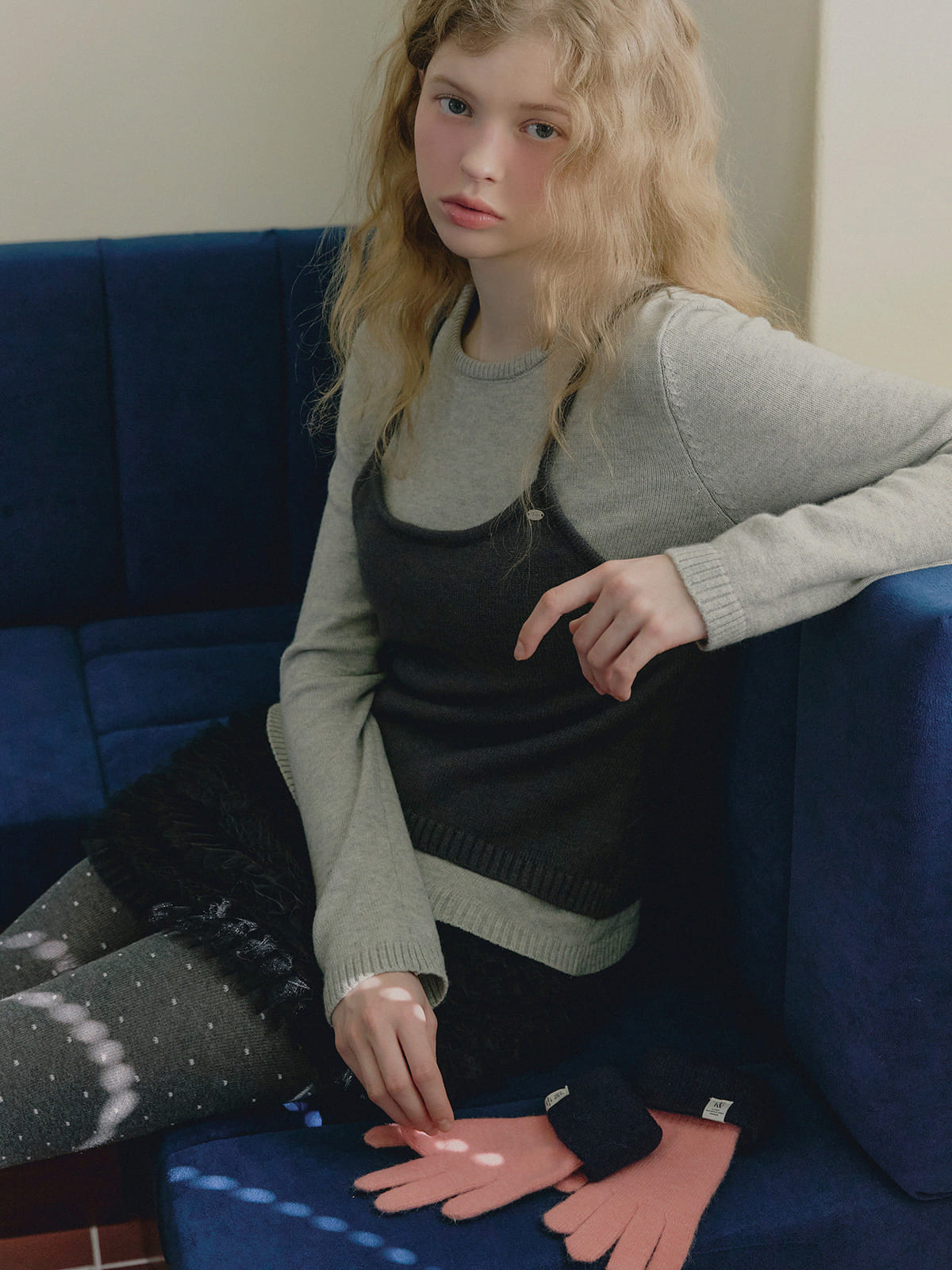 【TWEE】Nuen bustier a strati maglia a maniche lunghe