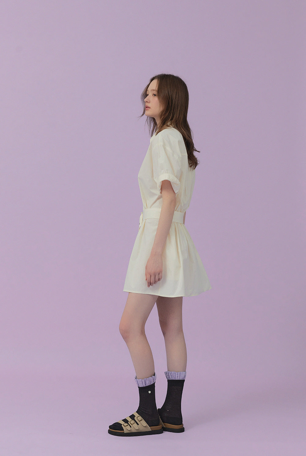 [TWEE] Lovin Roll-Up Shirt Dress (Belt Set)