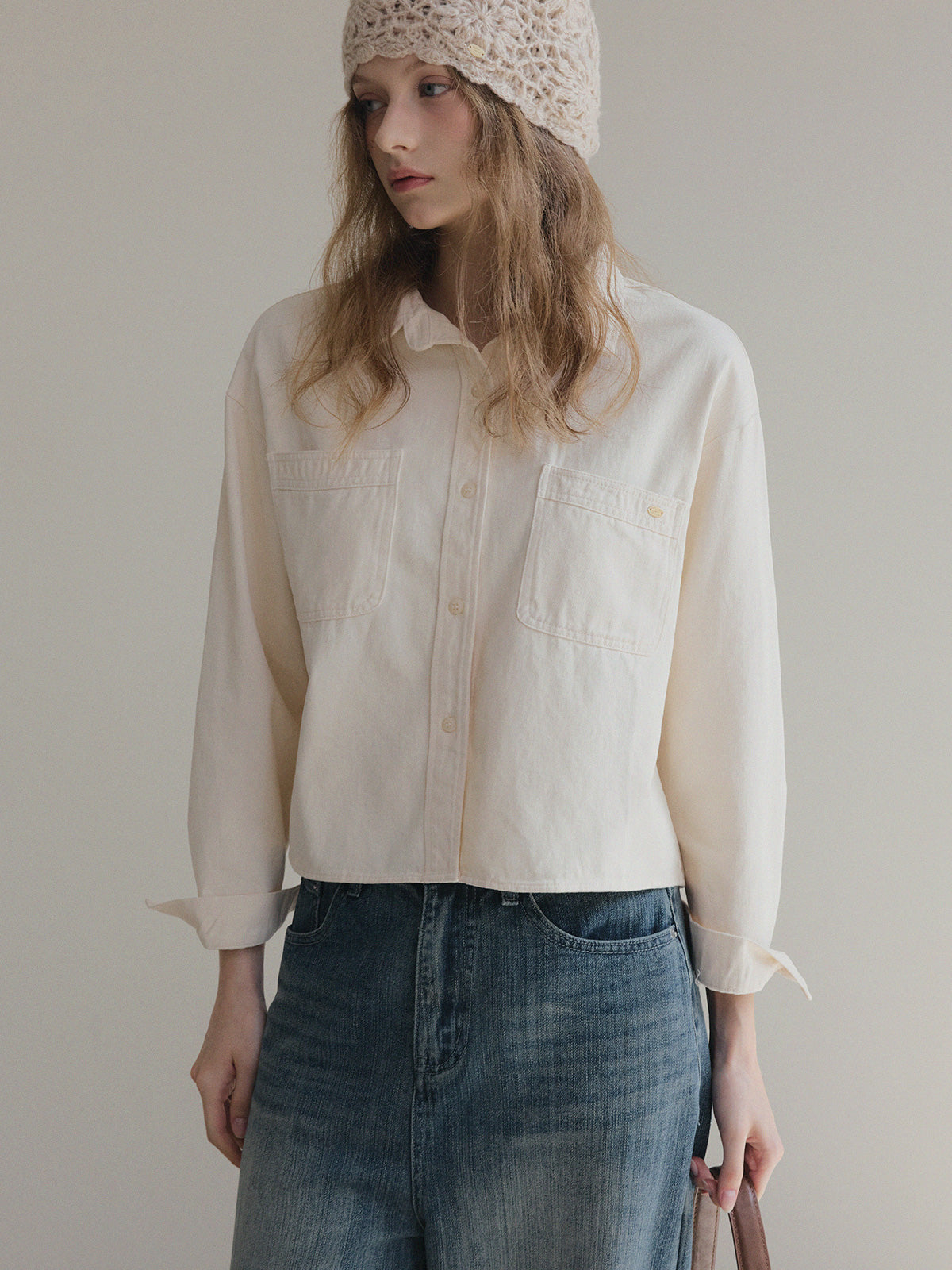 [TWEE] Idel Peach Pocket Langarmhemd