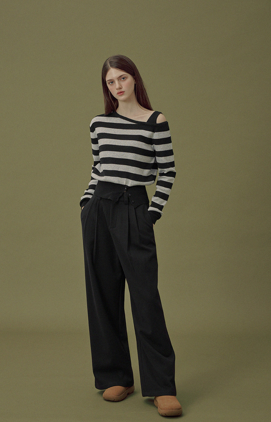 [TWEE] Chanple Two-Tuck Straight-Fit Slacks