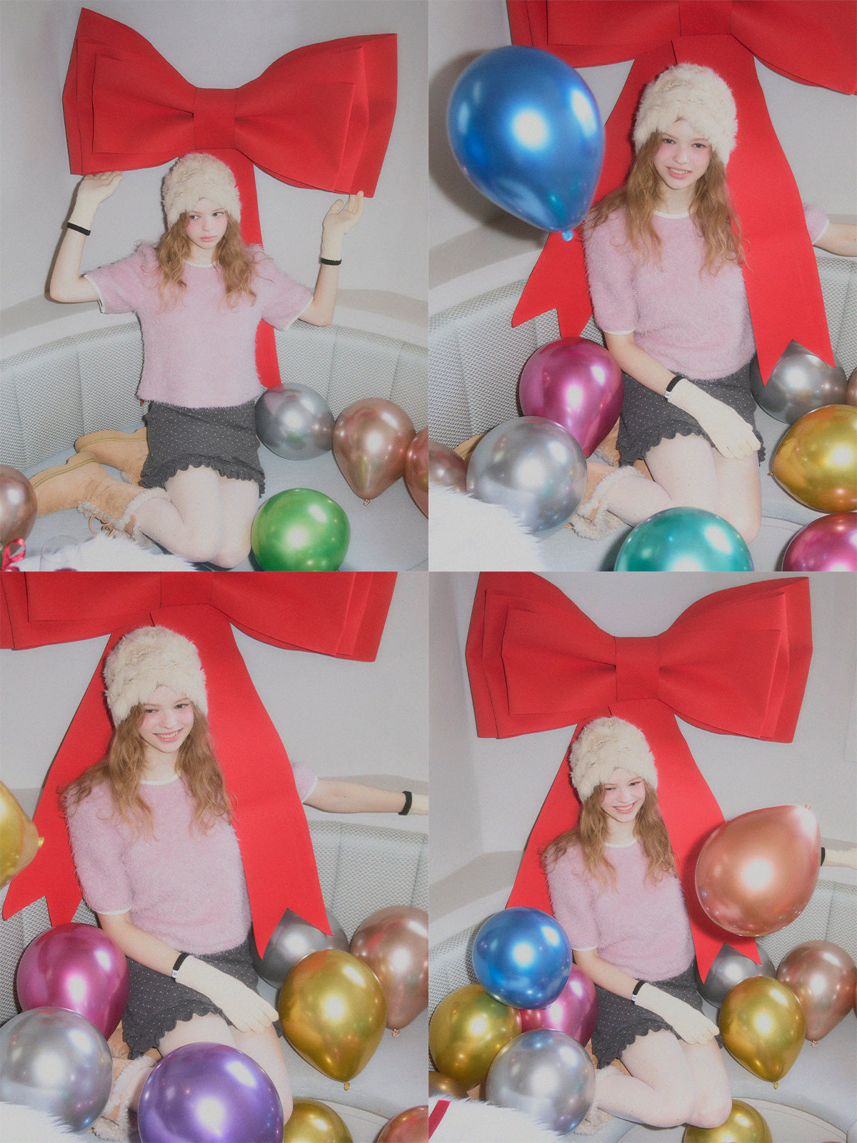 [TWEE] Moco boucle puff short-sleeve blouse