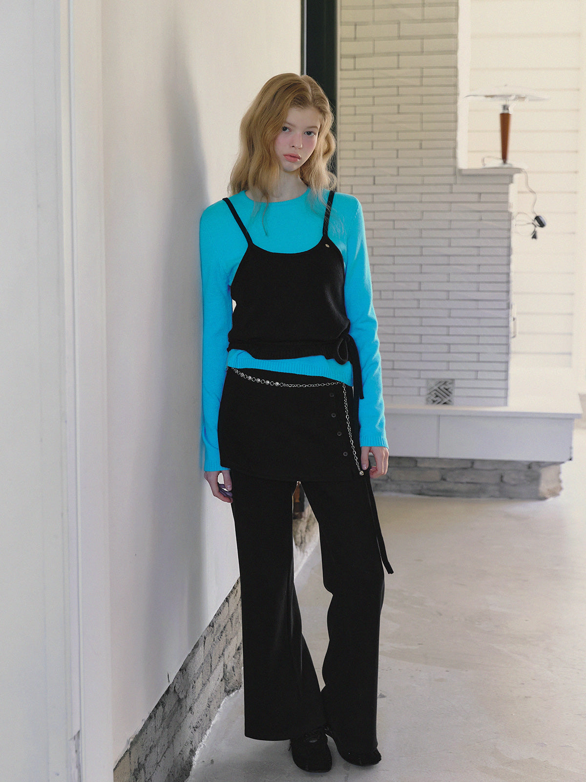 【TWEE】Nuen bustier a strati maglia a maniche lunghe