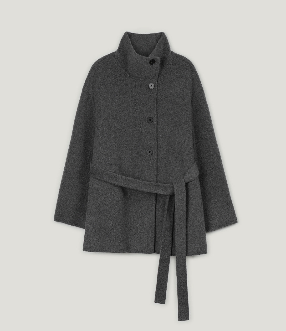 [TWEE]Heton High Neck Handmade Half Coat (mit Riemen)