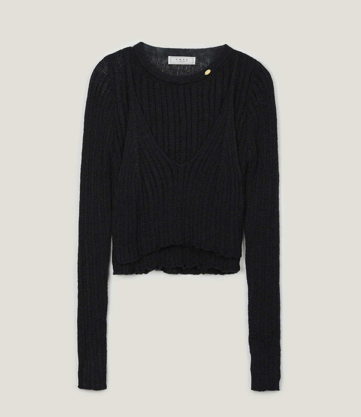 [TWEE] Conel Layered Crop Long-Sleeve Knit