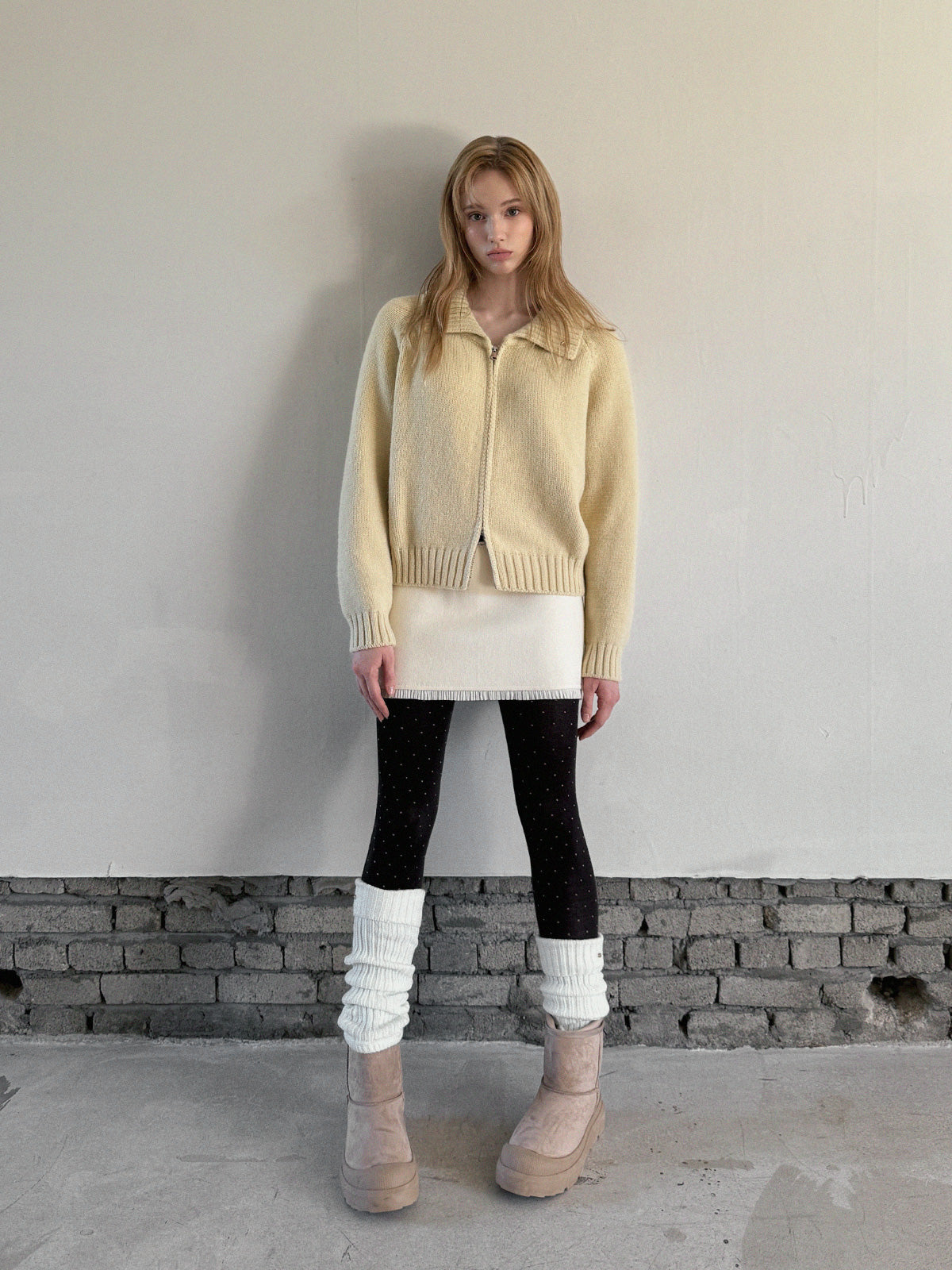 [TWEE] 뷰렌 레이어드 니트 밴딩 미니스커트