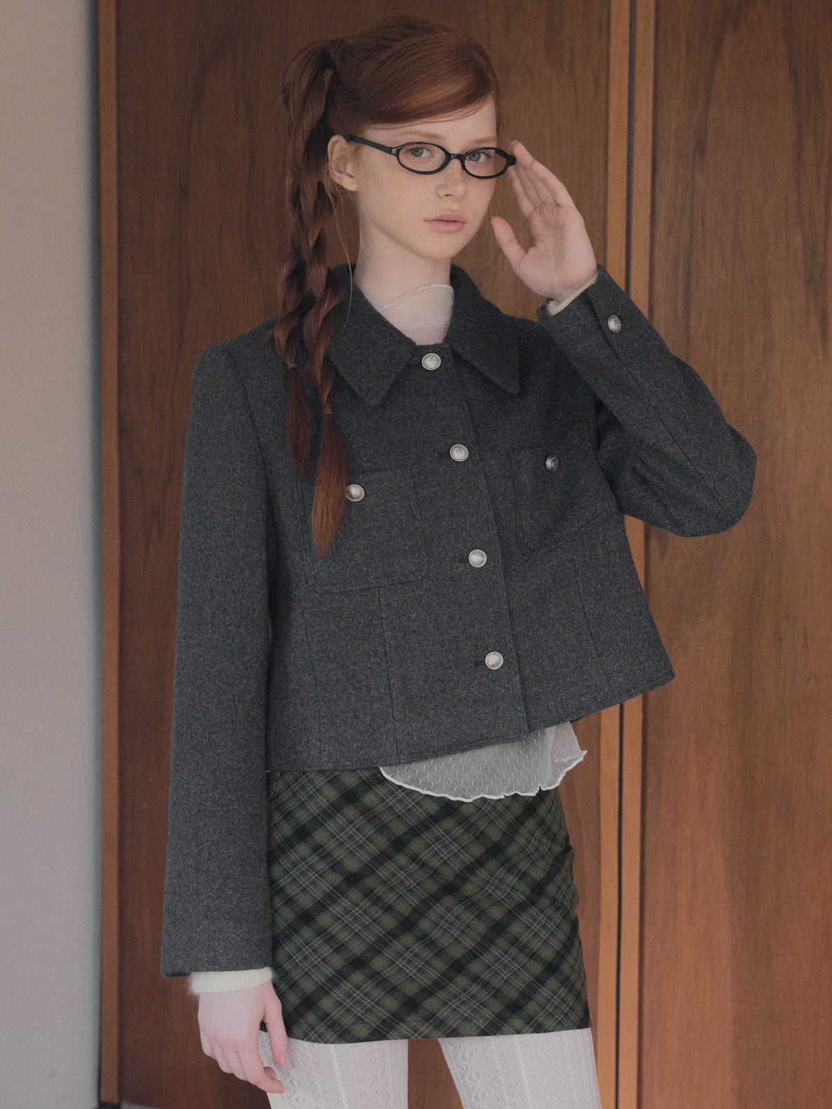 [TWEE] Linb Pocket Button Crop Jacket