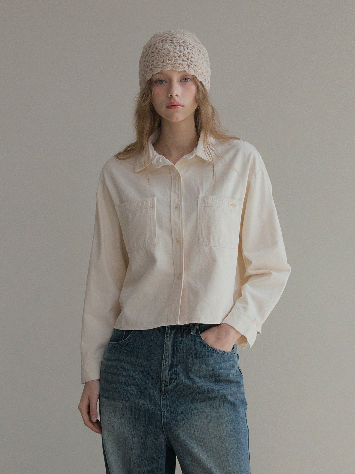 [TWEE] Idel Peach Pocket Langarmhemd