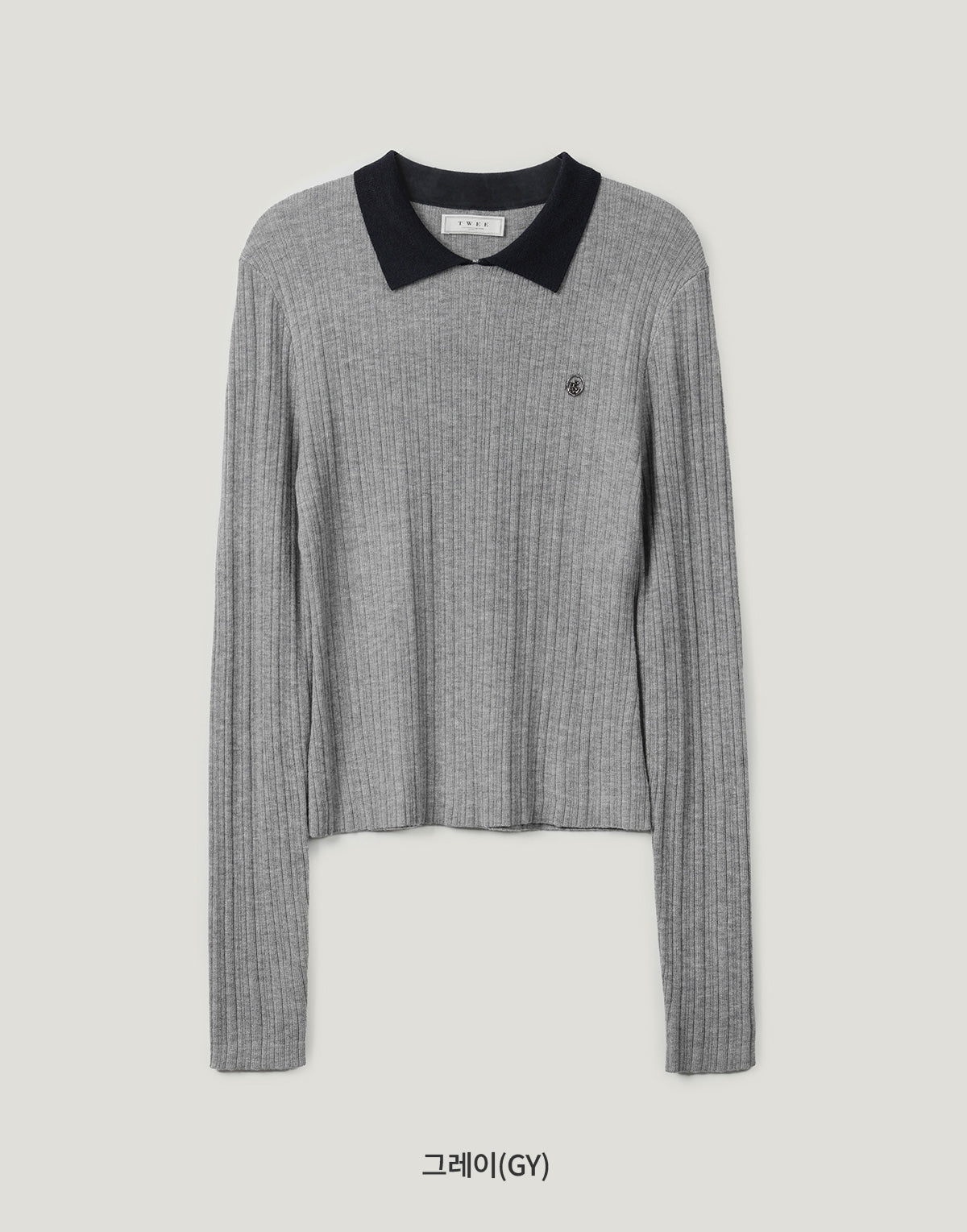 [TWEE] Rimet Contrast Collar Long Sleeve Knit