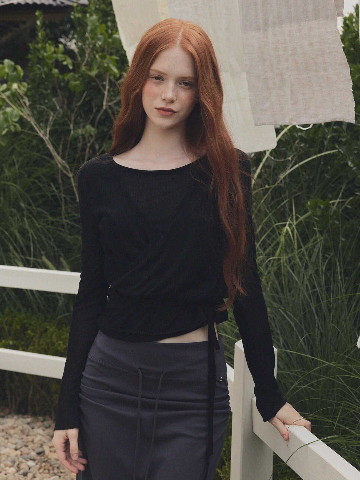 [TWEE] Eren Layered Wrap Long Sleeve T-Shirt
