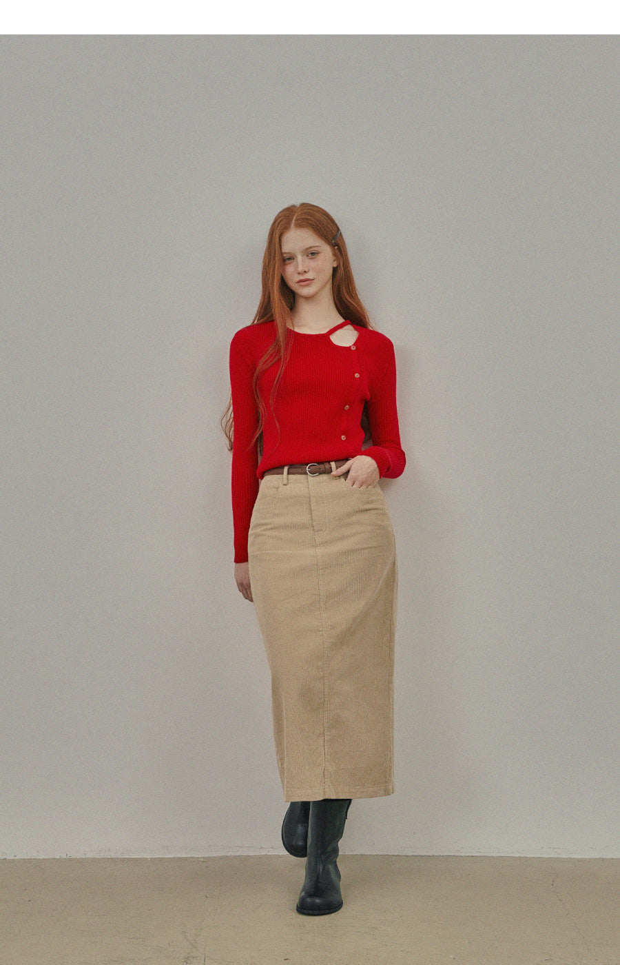 [TWEE] Erchi Cutoff Button Knit
