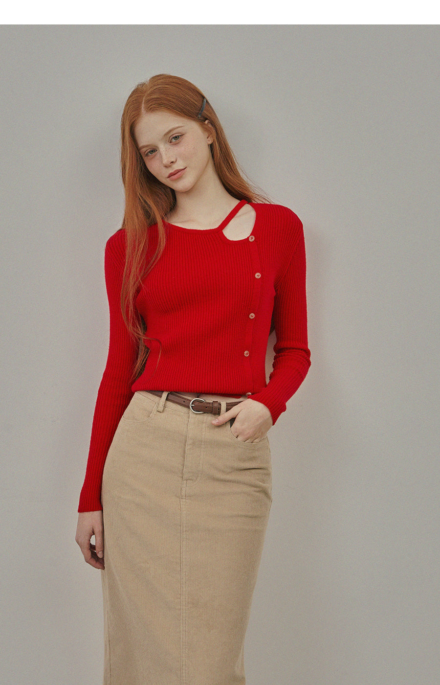 [TWEE] Erchi Cutoff Button Knit