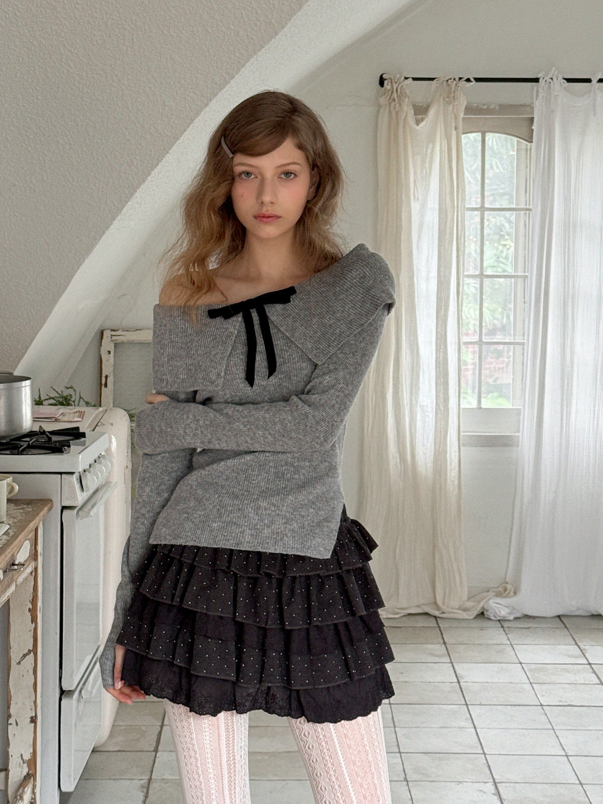 [TWEE] Kido Dot Tiered Mini Skirt