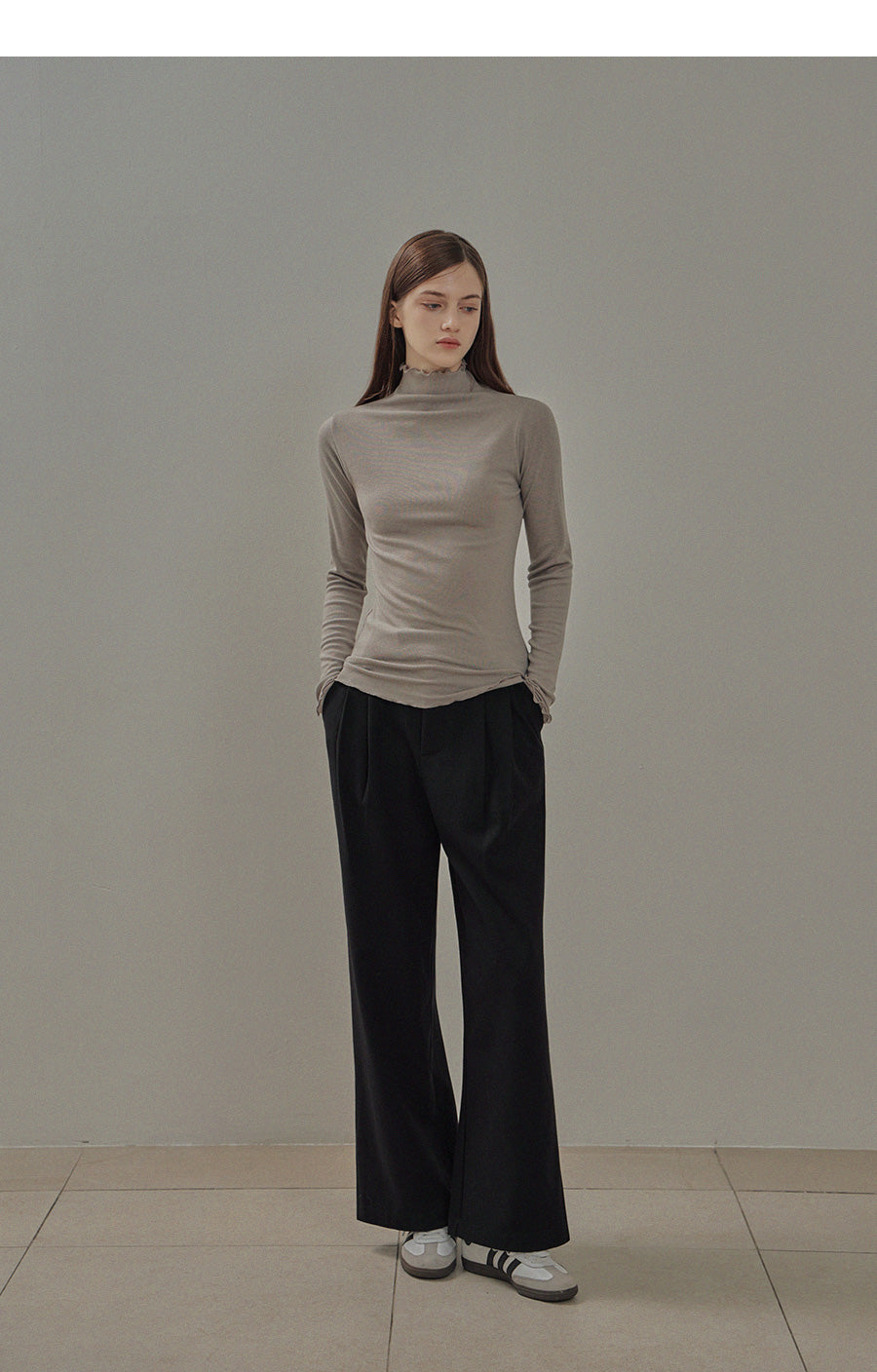 [TWEE] Ciris Wool Frill Turtleneck T-shirt