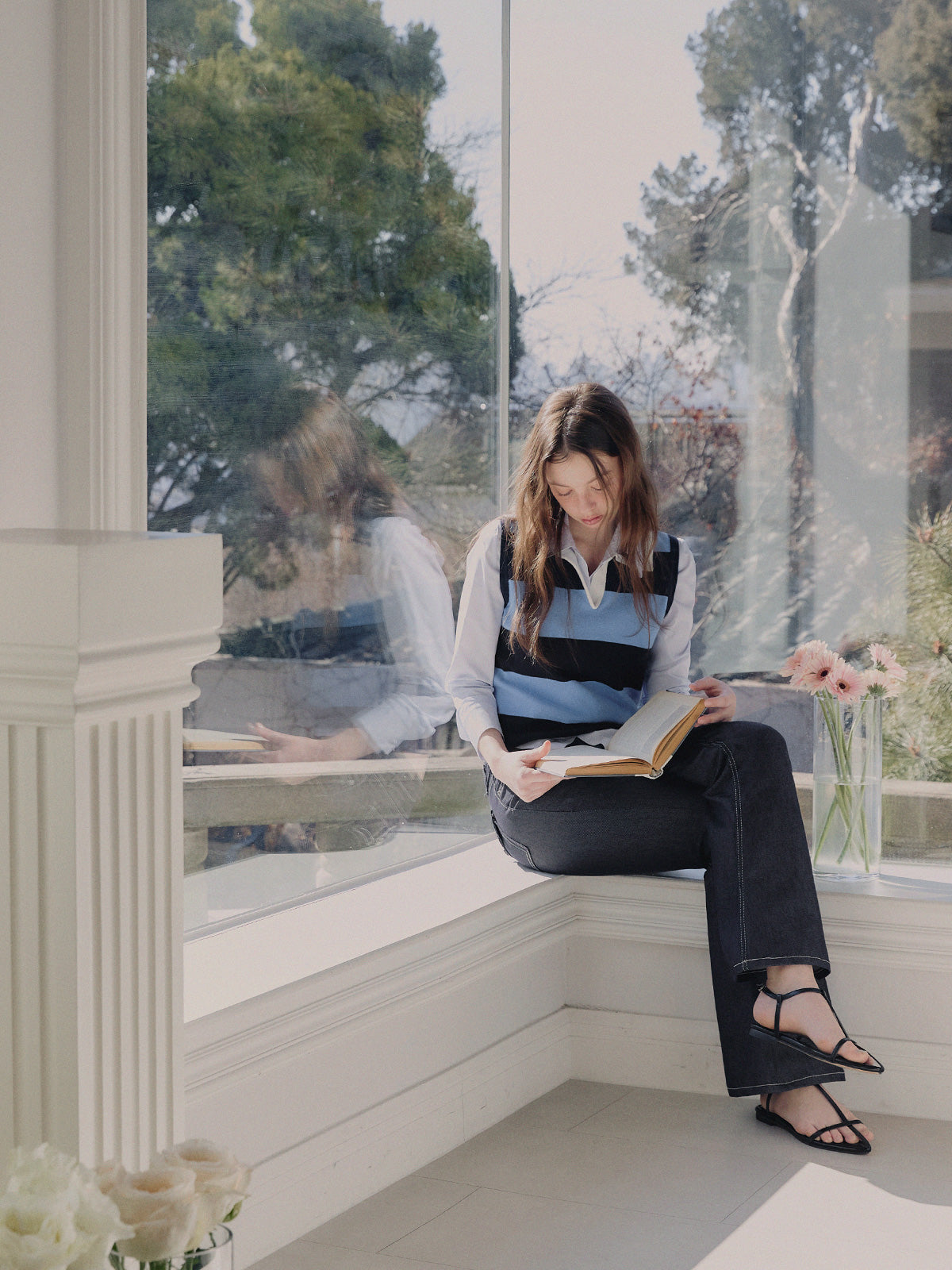 [TWEE] Curtin领条纹撞色无袖针织衫