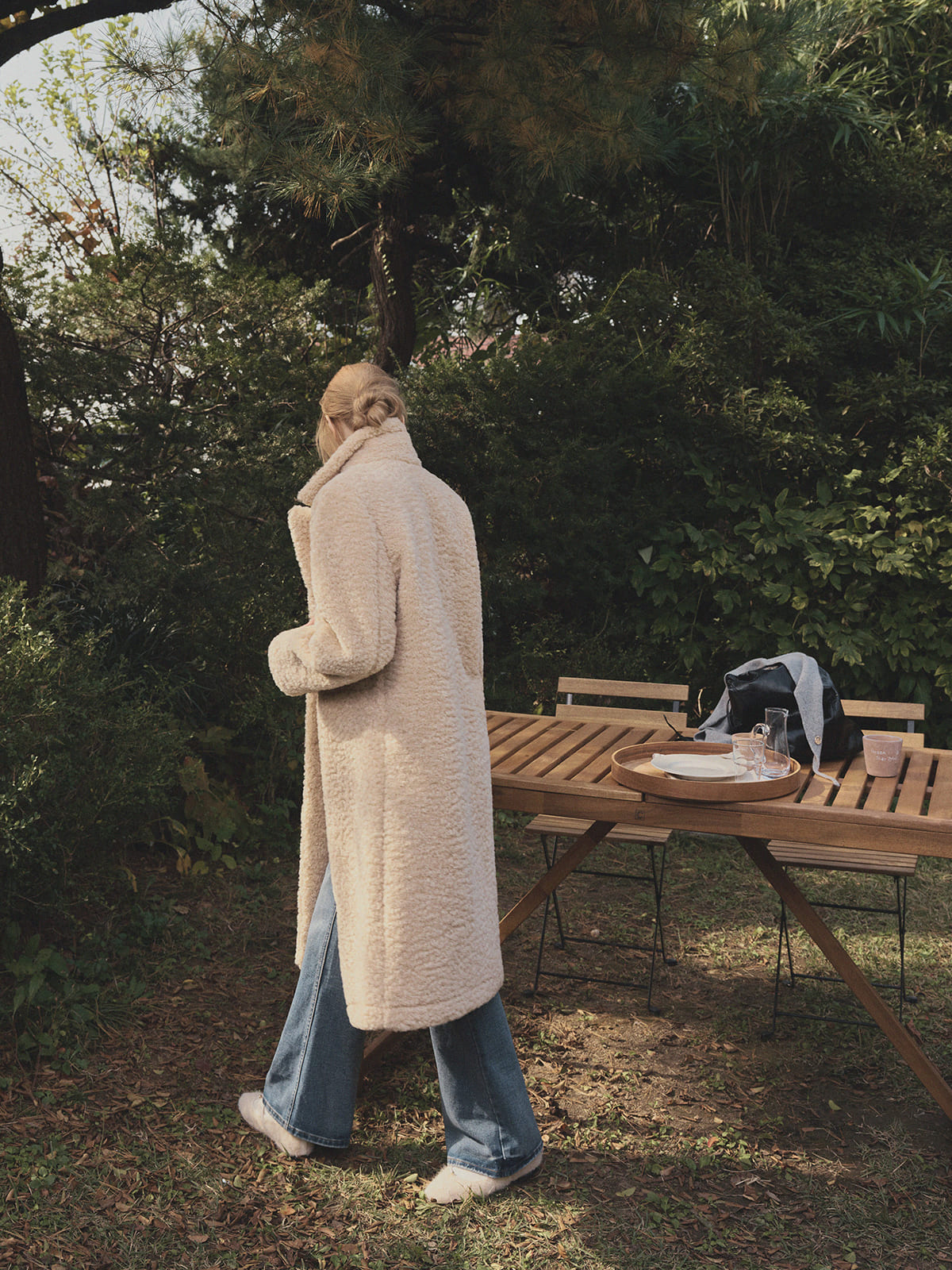 [TWEE] Vaan Collar Teddy Fur Long Coat