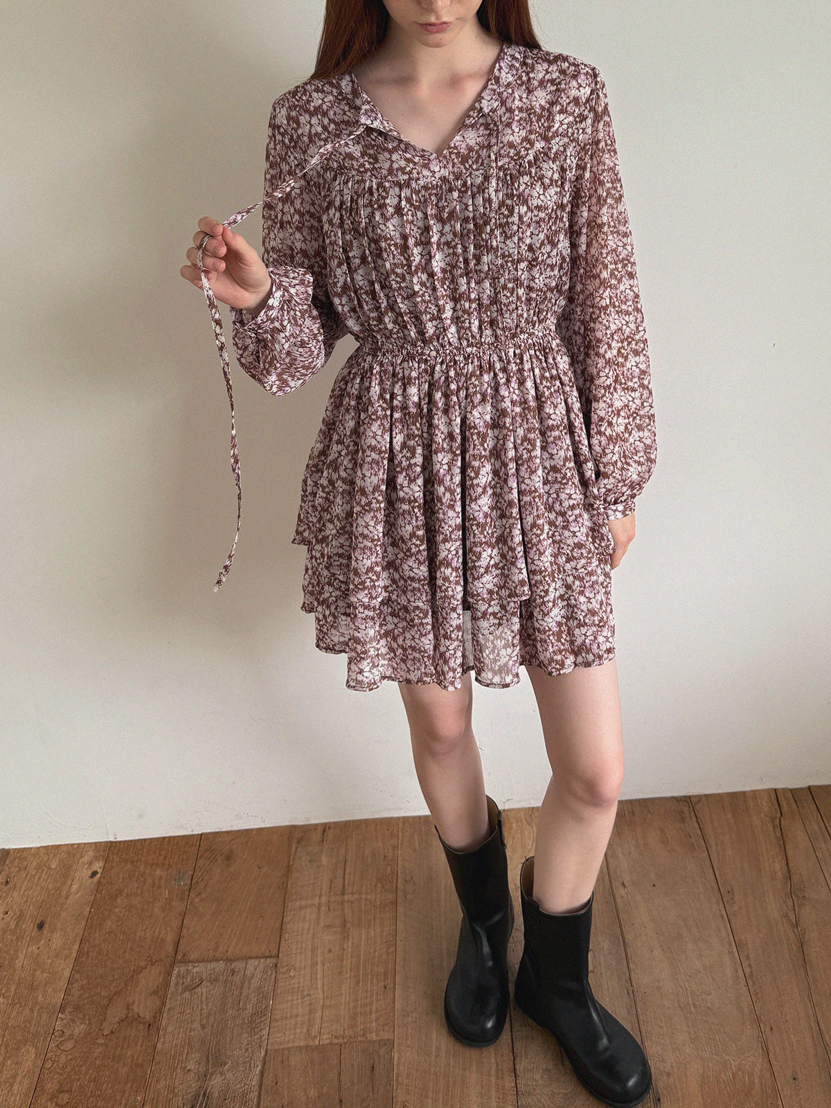 [TWEE] Sita Printed Chiffon Tiered Long Dress