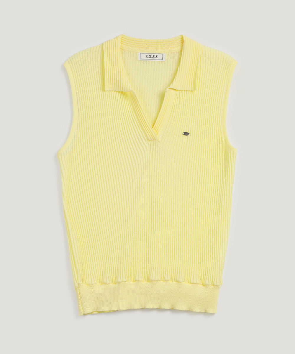 [TWEE] Bird Open Collar Knit Vest