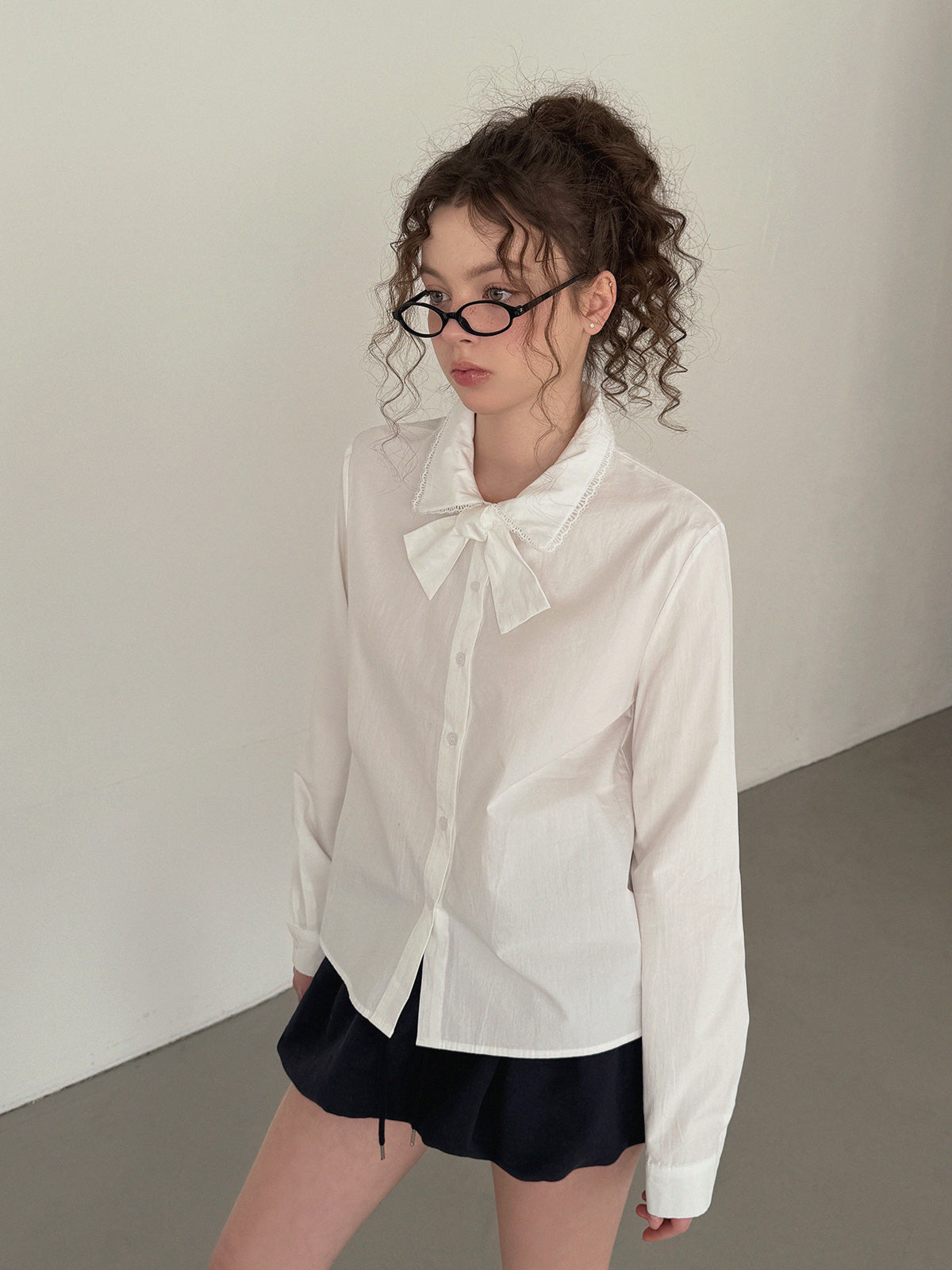 [TWEE] Pico Lace Long-Sleeve Shirt Blouse (Strap Set)