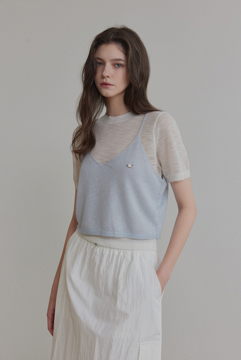 [TWEE] Ensemble sans manches en maille colorblock Nihe