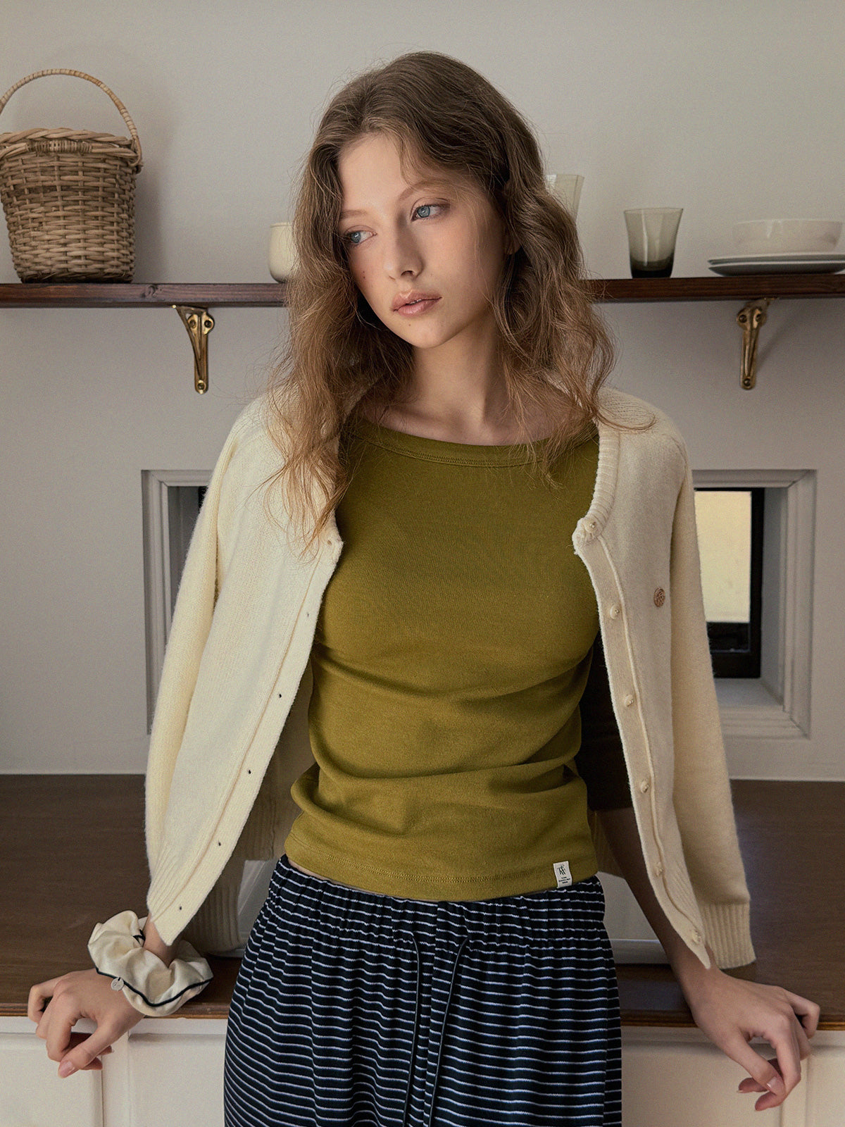 [TWEE] Pair Boat Neck 3/4 Sleeve T-shirt