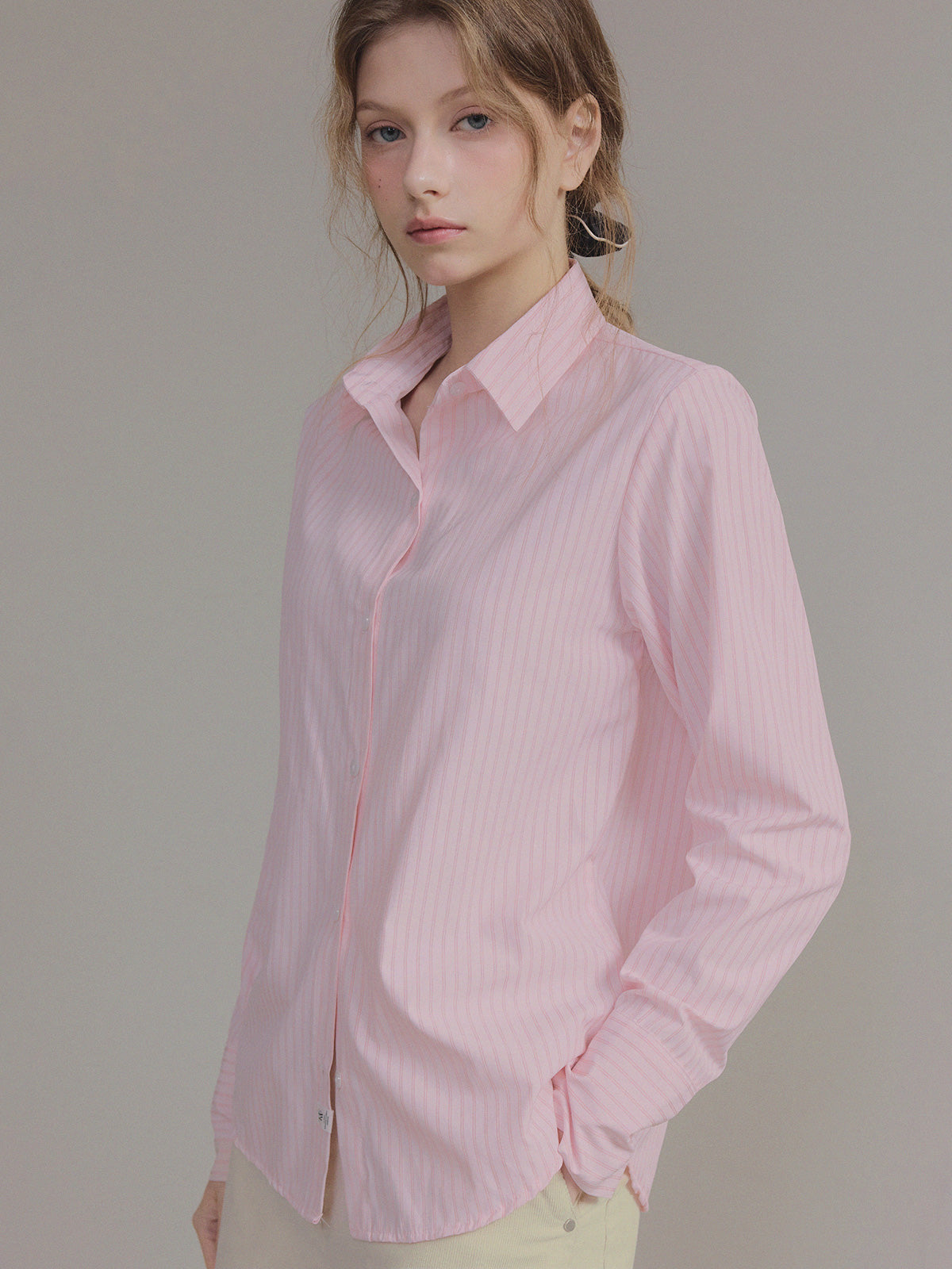 [TWEE] Hughes Stripe Cuffs Long-Sleeve Shirt