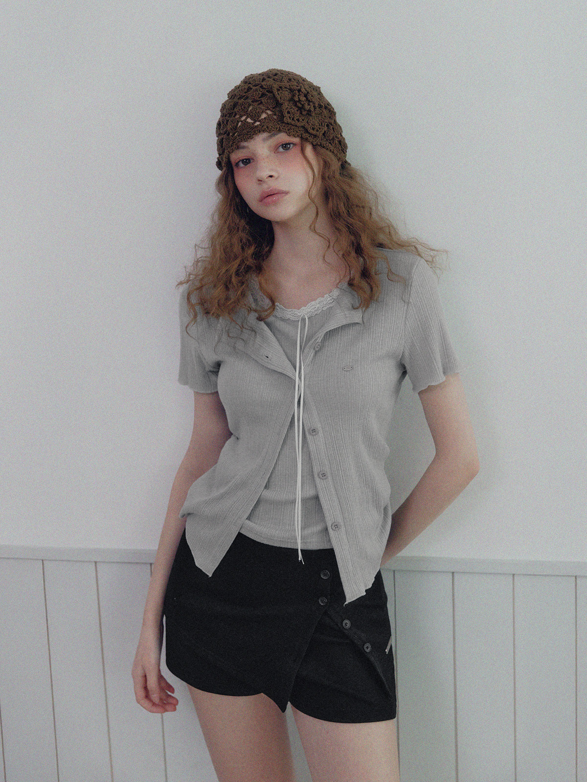 [TWEE] Poiner Layered Ribbed Short-Sleeve T-Shirt