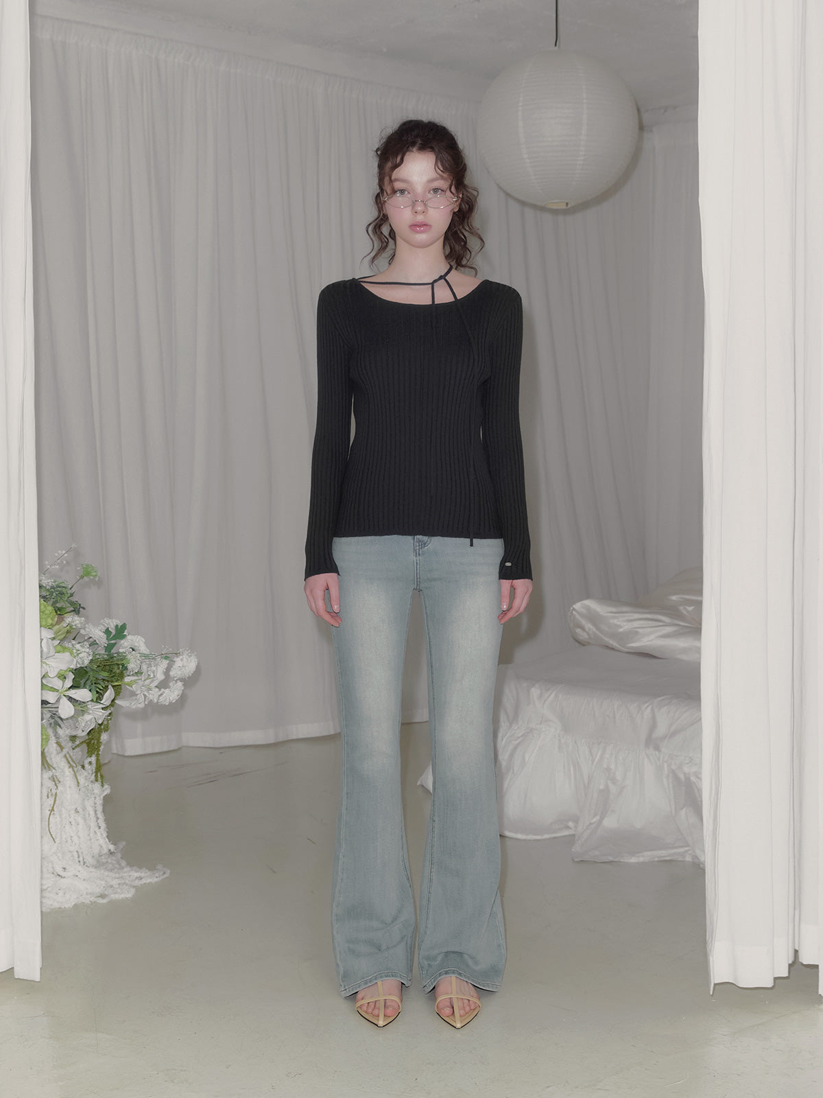 [TWEE] Lumen Strap Ribbed Long Sleeve Knit