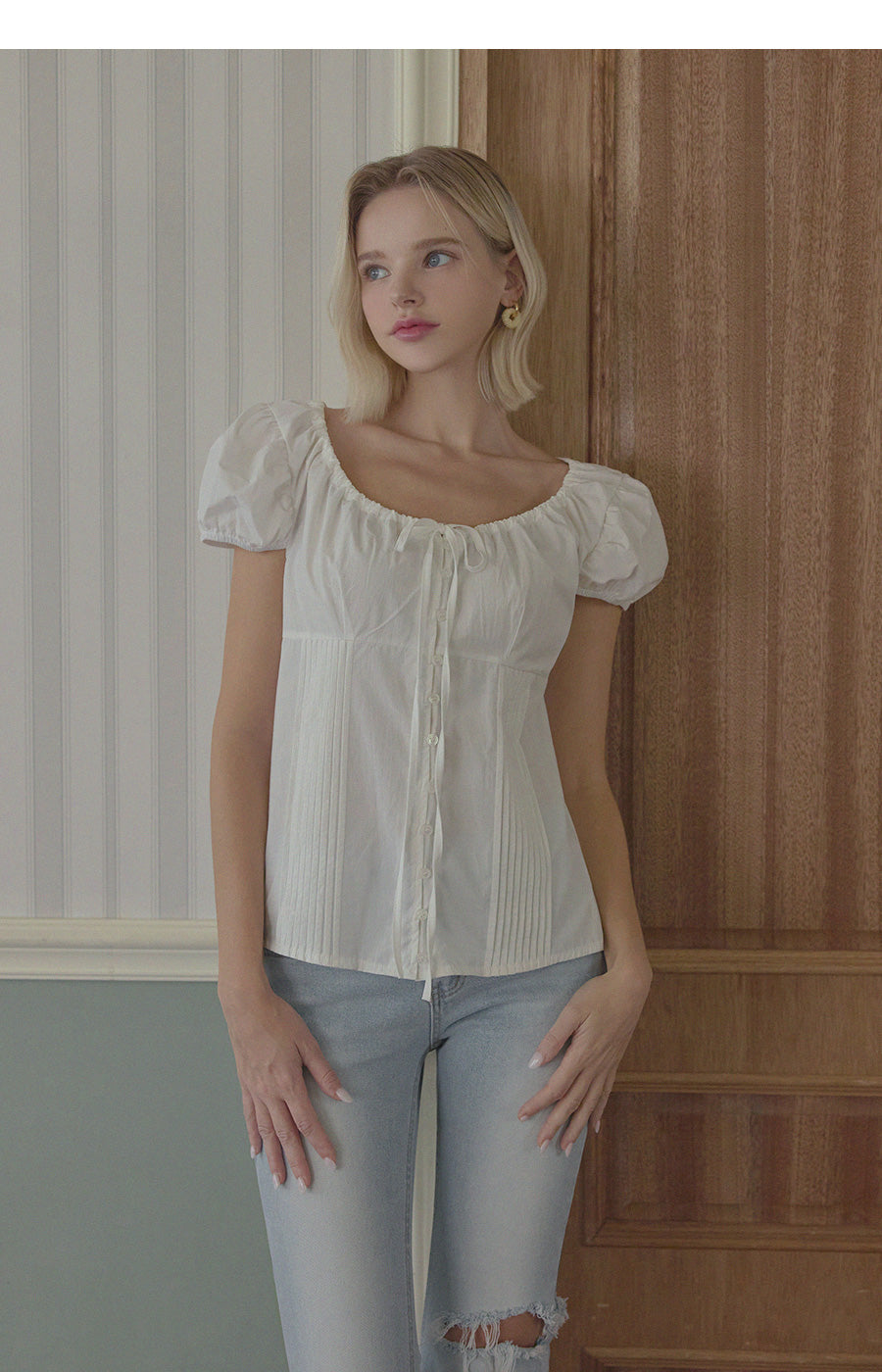 [TWEE] Euphoria puff short sleeve blouse